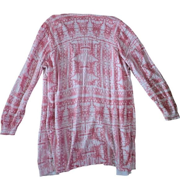Lane Bryant Cardigan Sweater Women's‎ Size 18/20 Pink White Stretch Long Sleeve - Picture 6 of 6